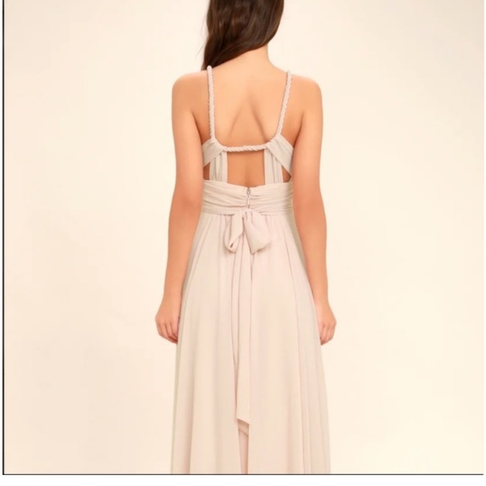 Lulus Carte Blanche Blush Pink Maxi Dress Rope Strap Formal Bridesmaid S - Picture 4 of 15